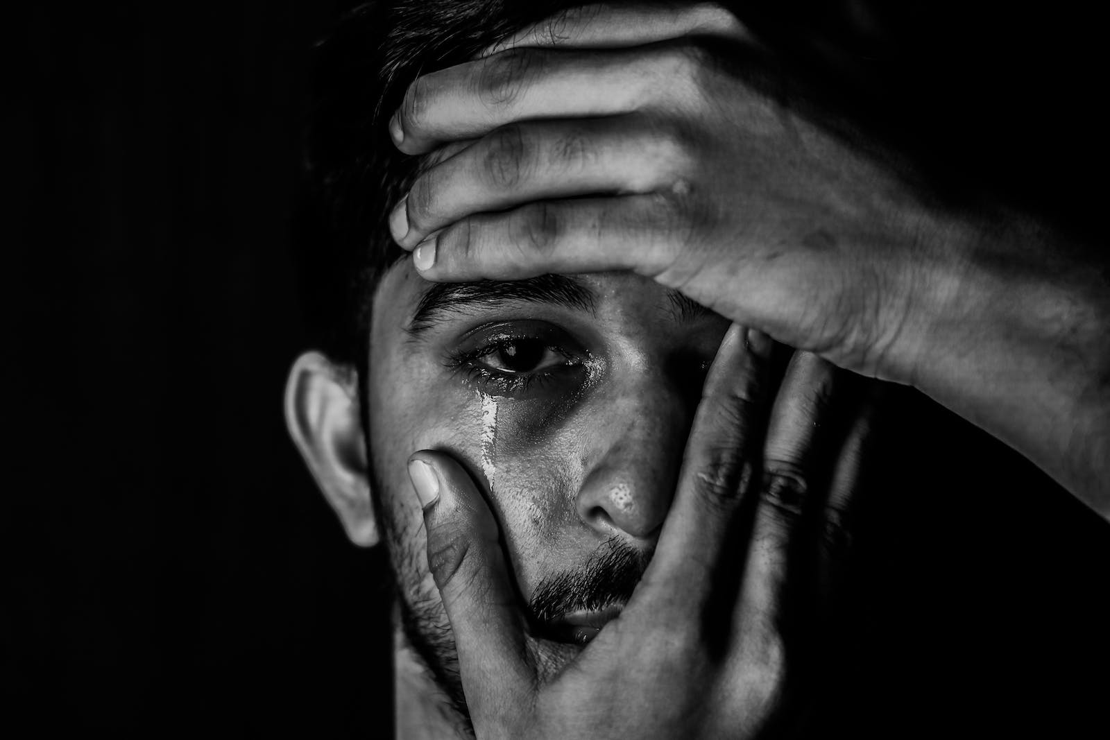 Grayscale Photo of Man's Face